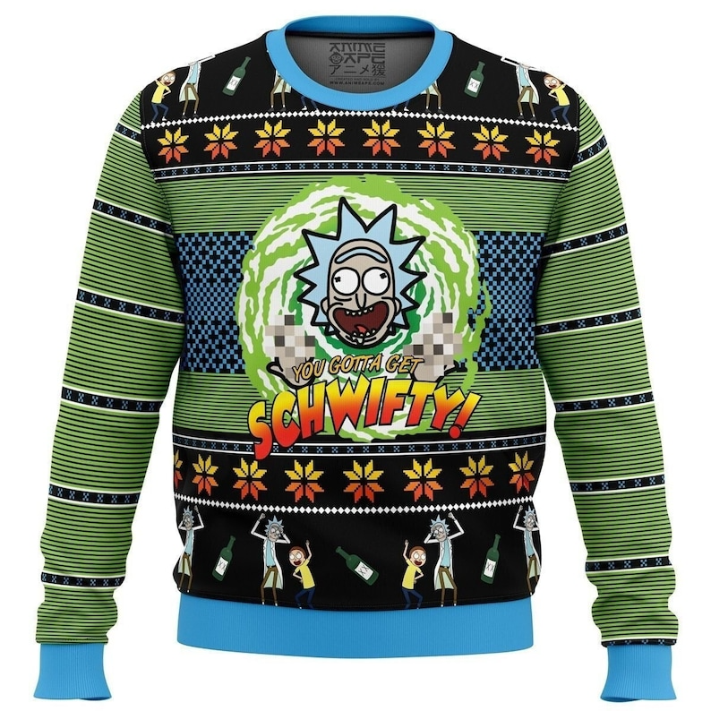 Rick and Morty You Gotta Get SCHWIFTY Ugly Christmas Sweater