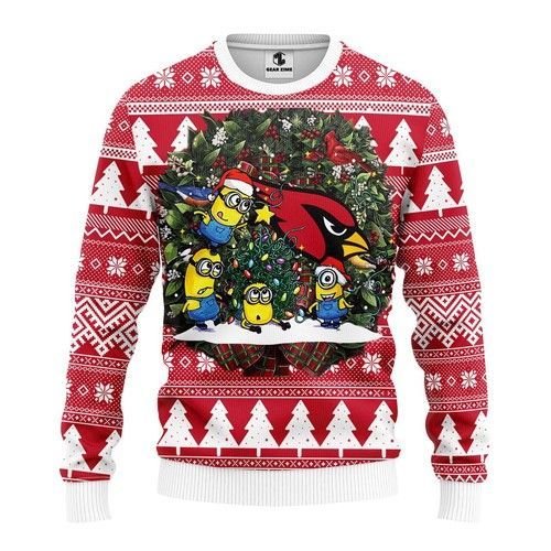 Santa Minion Arizona Cardinals Christmas Ugly Sweater- Best Christmas Gifts 2023