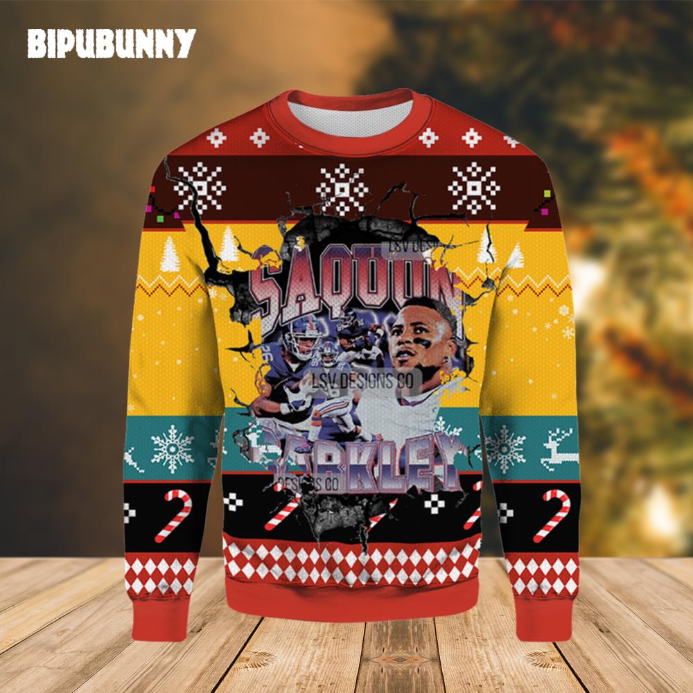 Saquon Barkley Retro Ugly Christmas Sweater- Best Christmas Gifts 2023