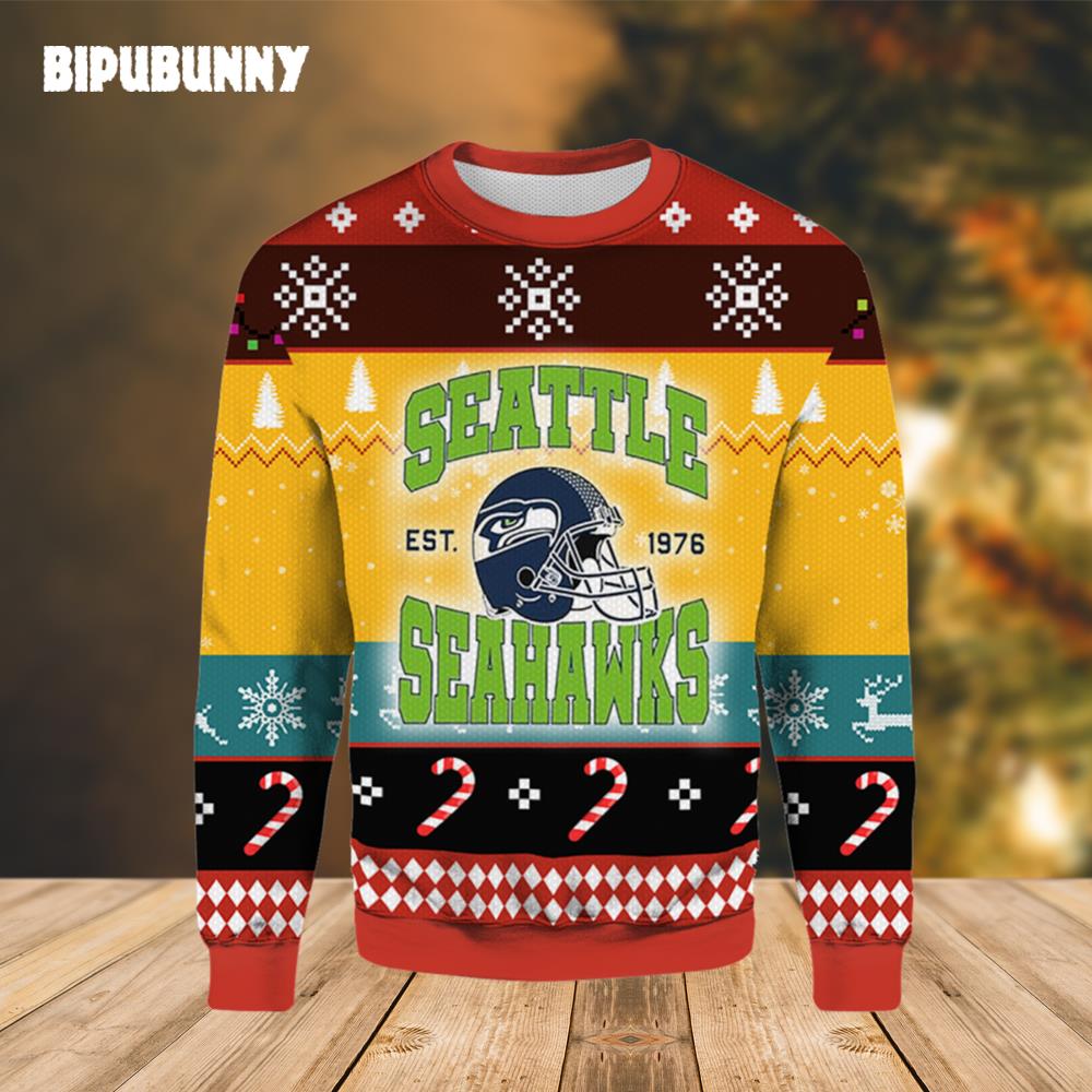 Seattle Seahawks EST 1976 Ugly Christmas Sweater- Best Christmas Gifts 2023