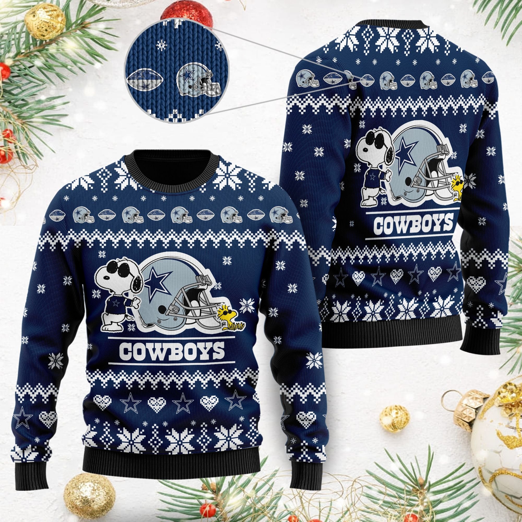 Snoopy And Woodstock Dallas Cowboys Christmas Ugly Sweater- Best Christmas Gifts 2023