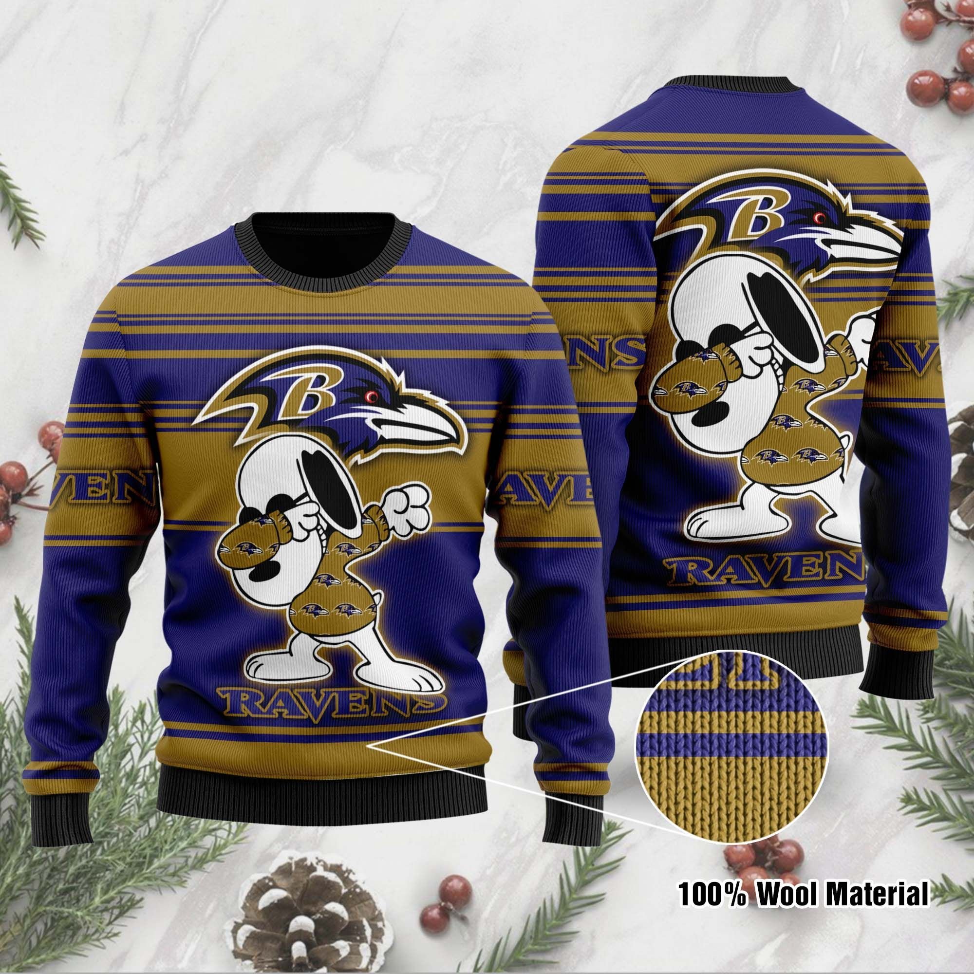 Snoopy Dab Baltimore Ravens Christmas Ugly Sweater- Best Christmas Gifts 2023