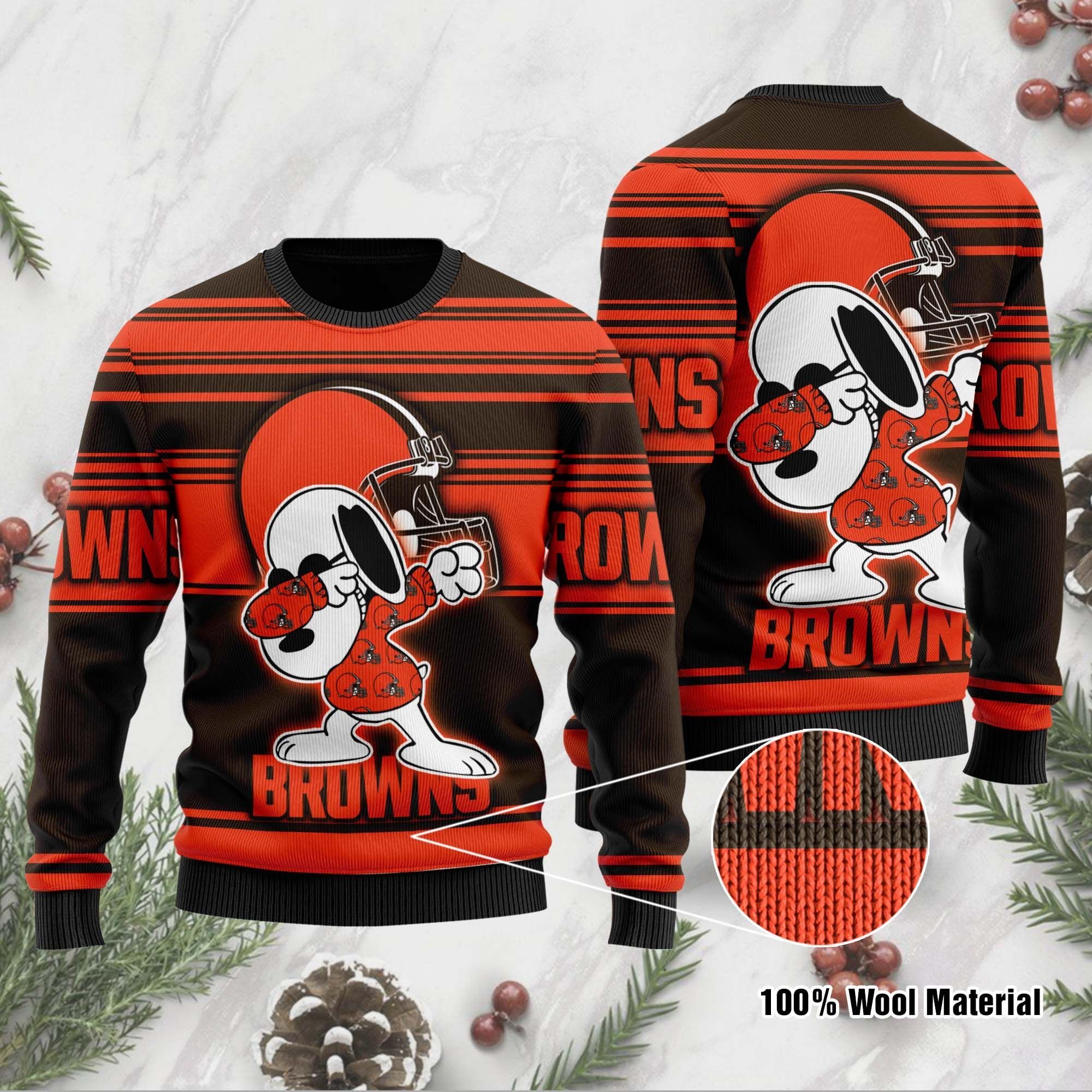 Snoopy Dab Cleveland Browns Christmas Ugly Sweater- Best Christmas Gifts 2023