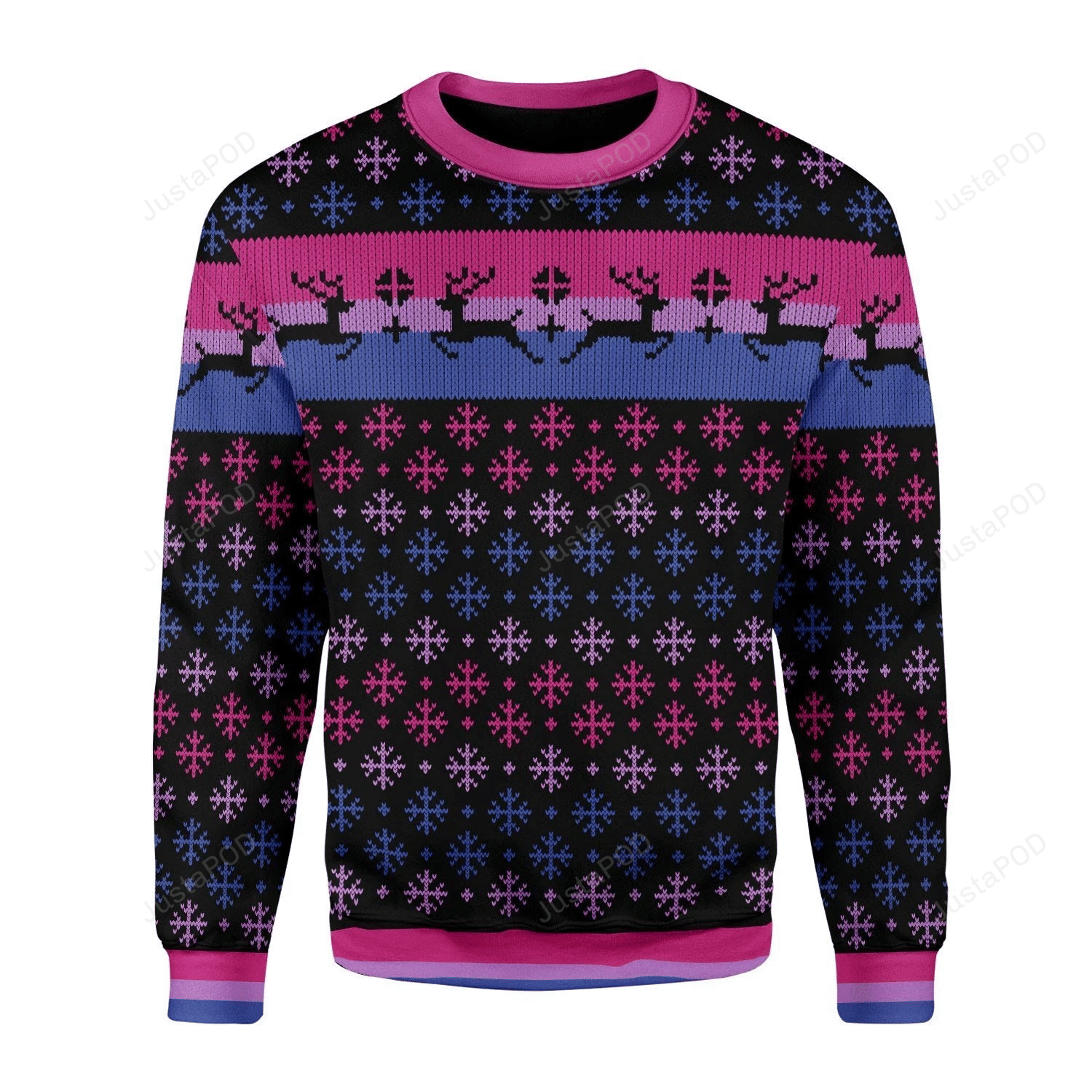 Snowflakes Bisexual Pride Flag Christmas Ugly Sweater- Best Christmas Gifts 2023