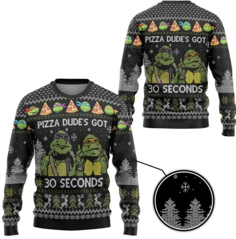 Teenaage Mu.tant NinjaaTurtles Animation Ugly Christmas Sweater