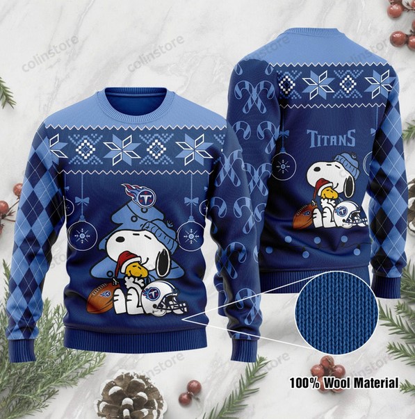 Tennessee Titans Funny Charlie Brown Peanuts Snoopy Christmas Ugly Sweater- Best Christmas Gifts 2023