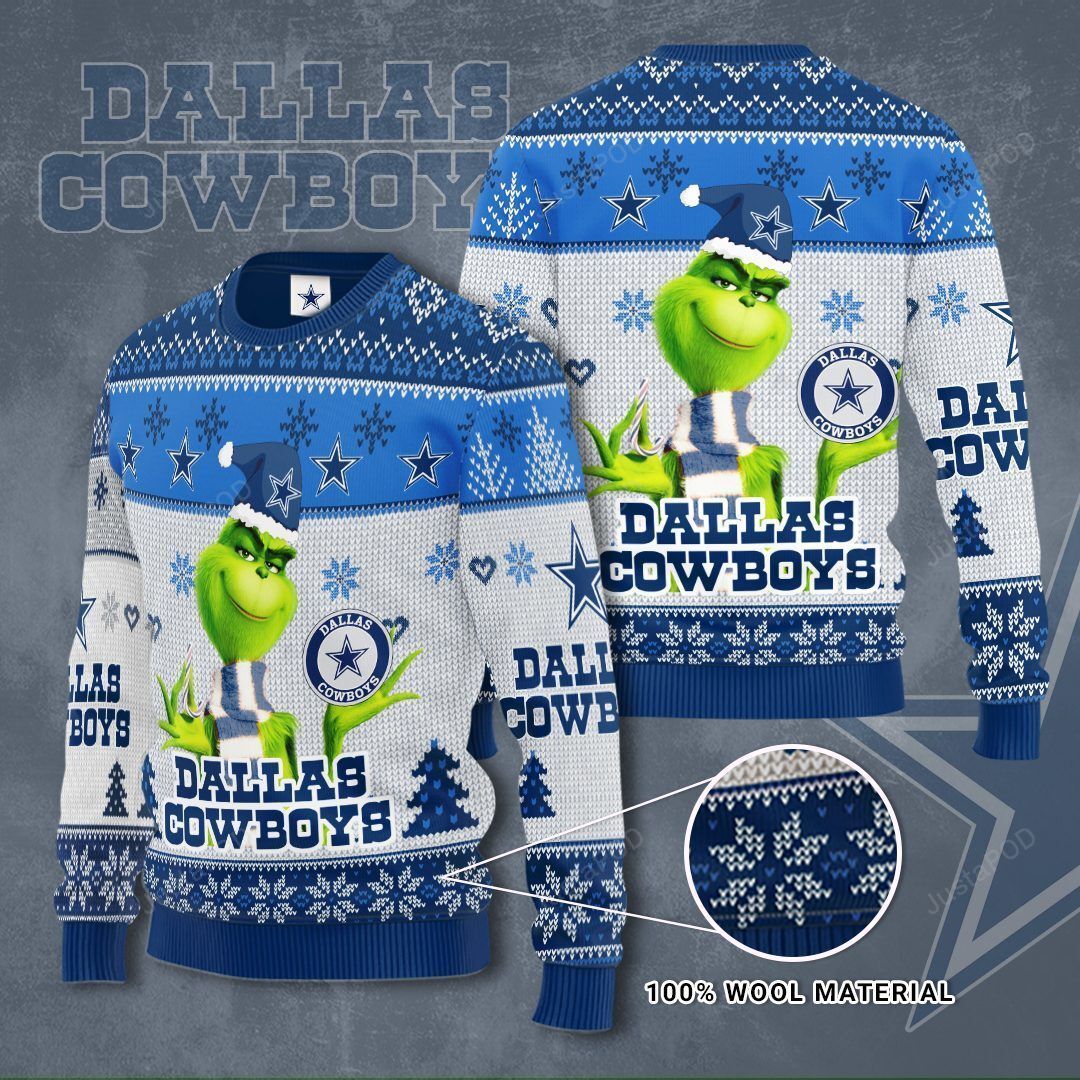 The Grinch Dallas Cowboys Christmas Ugly Sweater- Best Christmas Gifts 2023