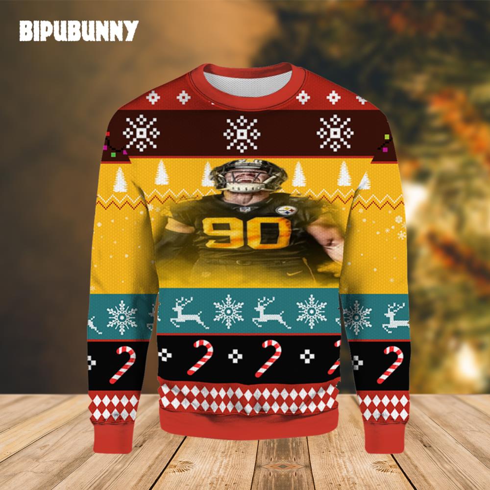 TJ Watt Pittsburgh Steelers Ugly Sweater- Best Christmas Gifts 2023