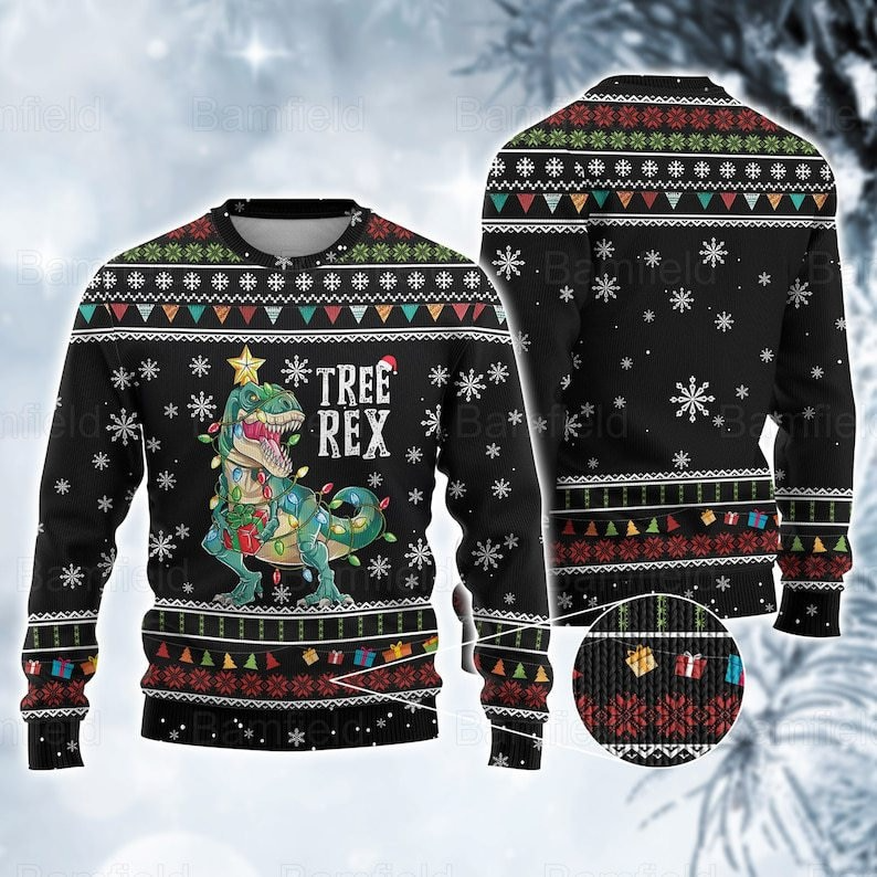 Tree Rex Dinosaur Ugly Christmas Sweater