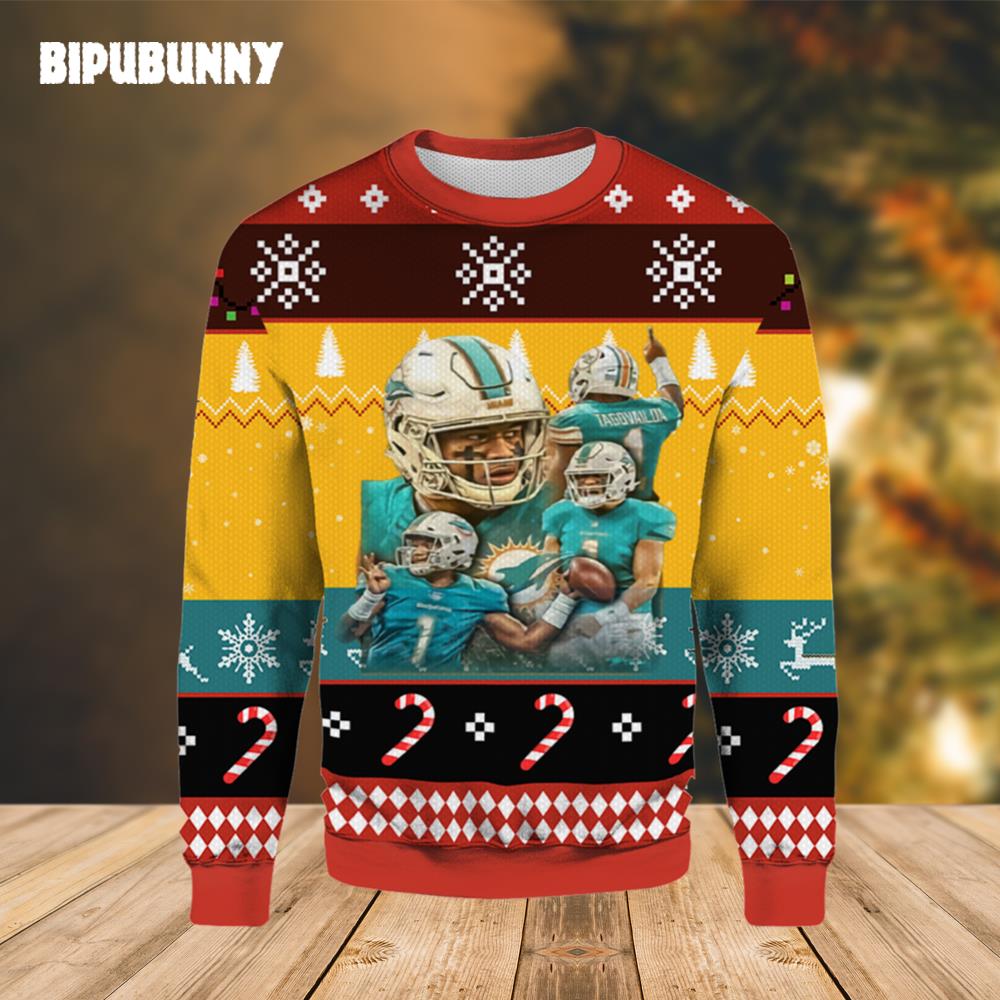 Tua Tagovailoa Dolphins Christmas Ugly Sweater- Best Christmas Gifts 2023