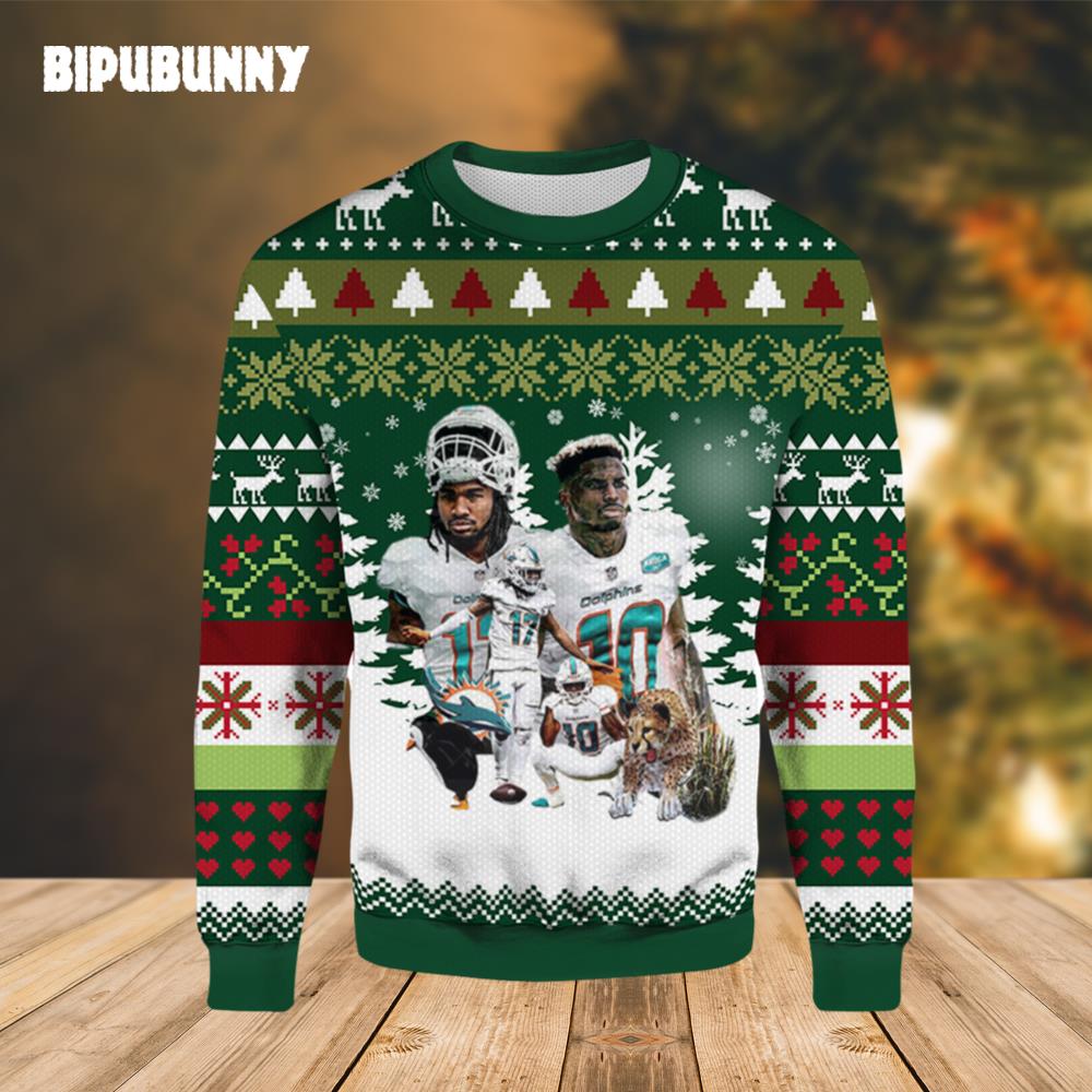 Tyreek Hill and Jaylen Waddle Dolphins Ugly Sweater- Best Christmas Gifts 2023