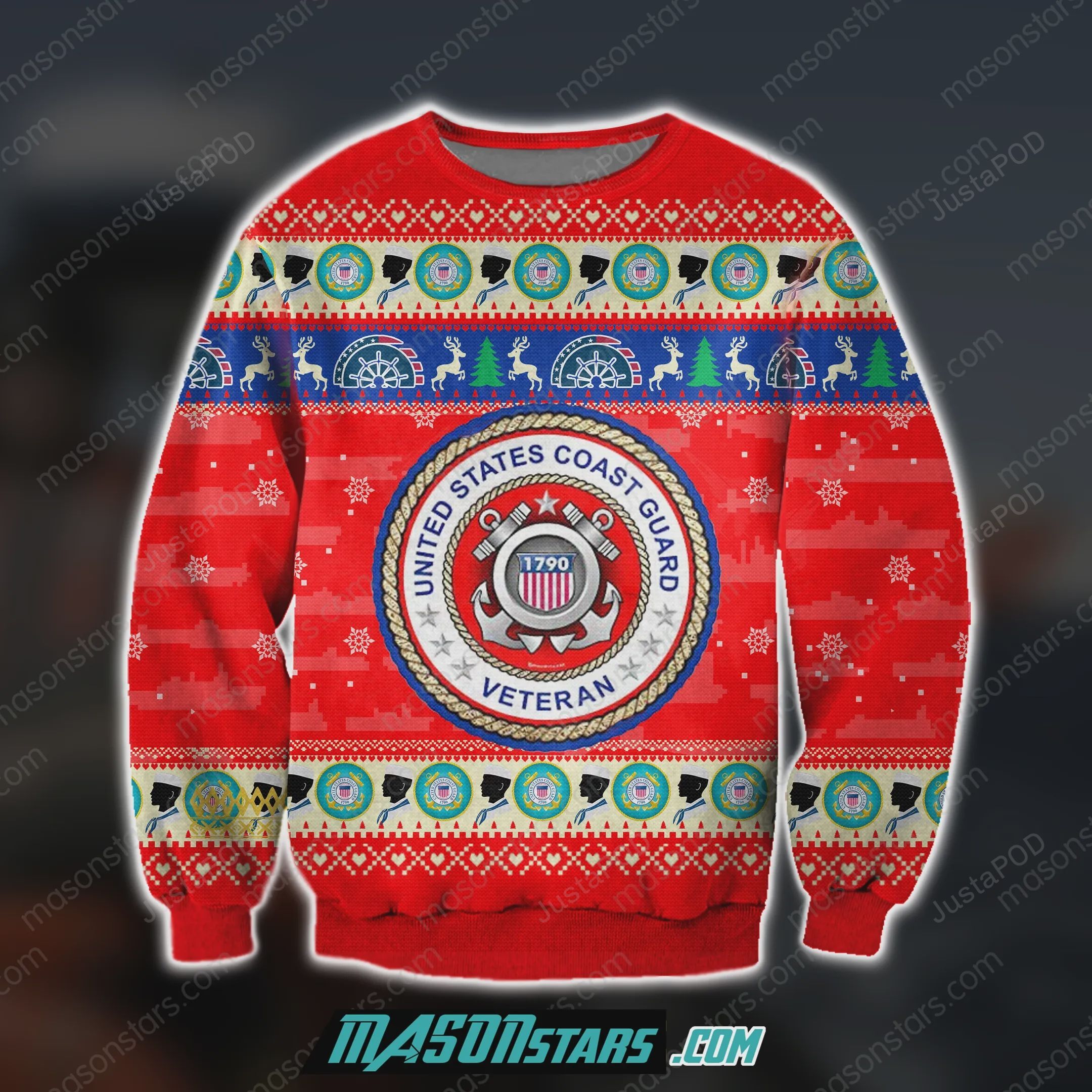 US Coast Guard Veteran Logo Christmas Ugly Sweater- Best Christmas Gifts 2023