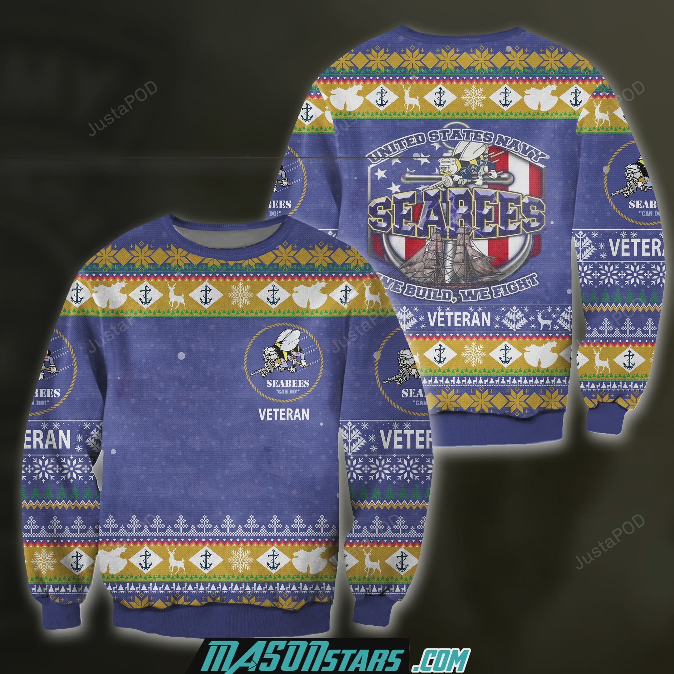 Us Navy Seabees Veteran Christmas Ugly Sweater- Best Christmas Gifts 2023