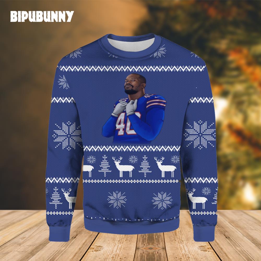 Von Miller Buffalo Bills Ugly Christmas Sweater- Best Christmas Gifts 2023