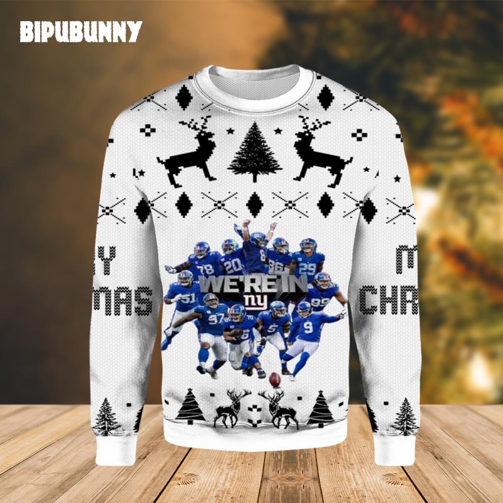 We’re In New York Giants Ugly Christmas Sweater- Best Christmas Gifts 2023