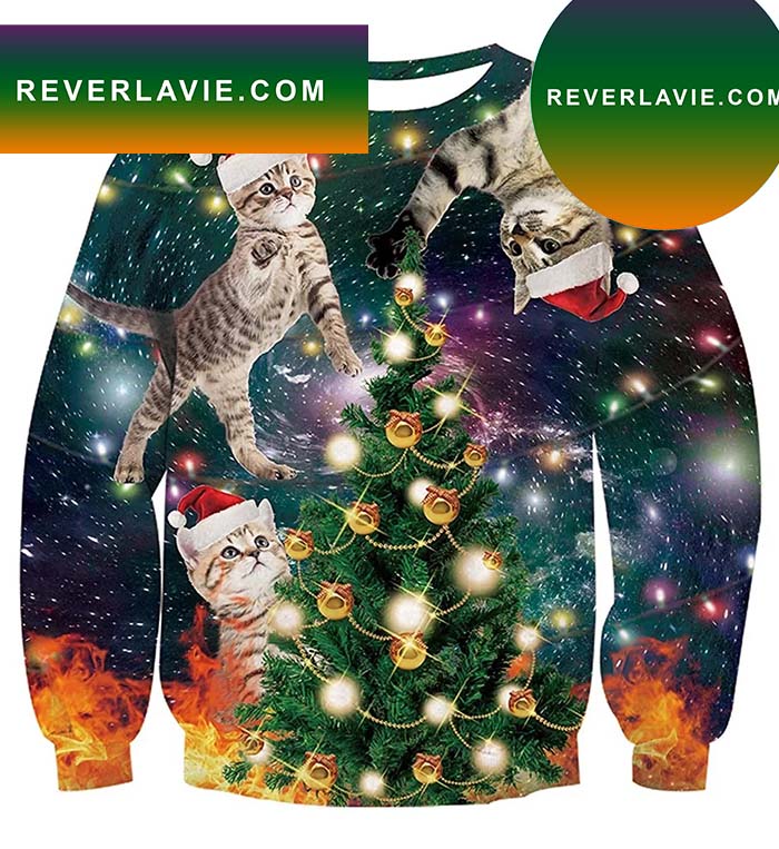 You Can Score Some Hideous  Pizza Cat Ugly Christmas Sweater- Best Christmas Gifts 2023