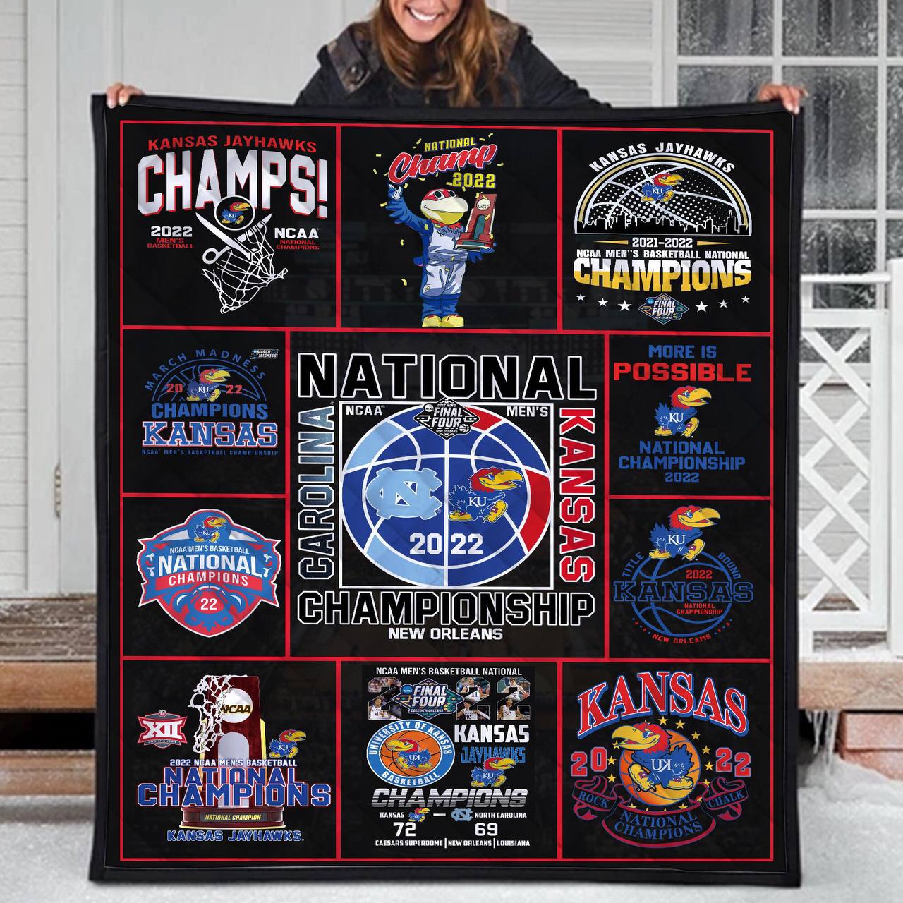 2024 Kansas University Basketball Blanket KU Champion Quilt