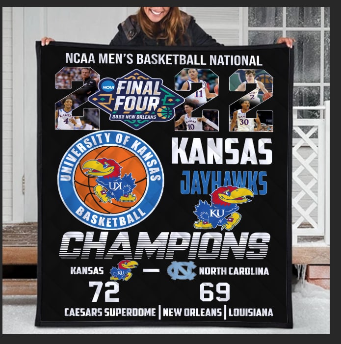 2024 Kansas University Basketball Jayhawks KU National Championship Blanket