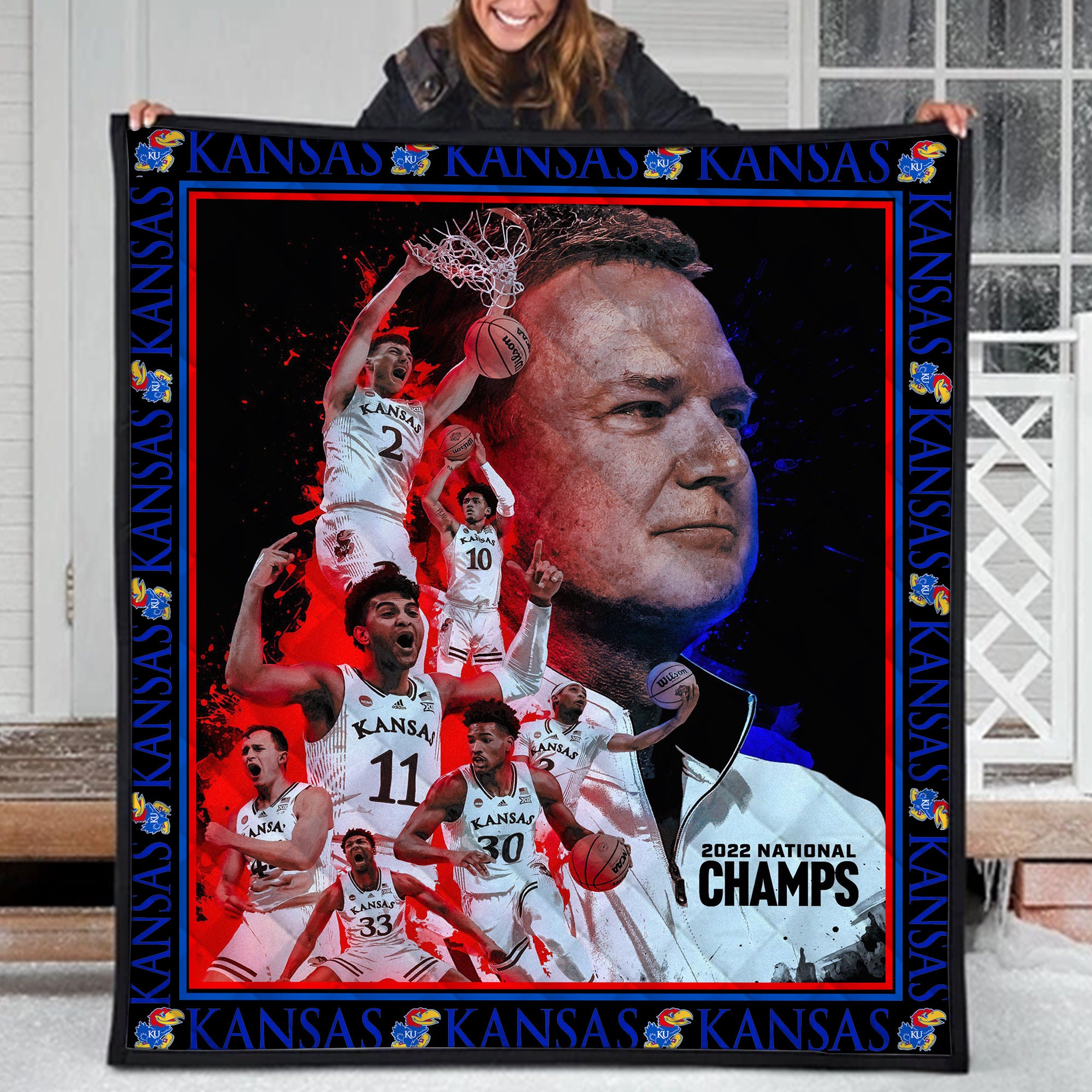 2024 Kansas University Basketball KU Champion Blanket