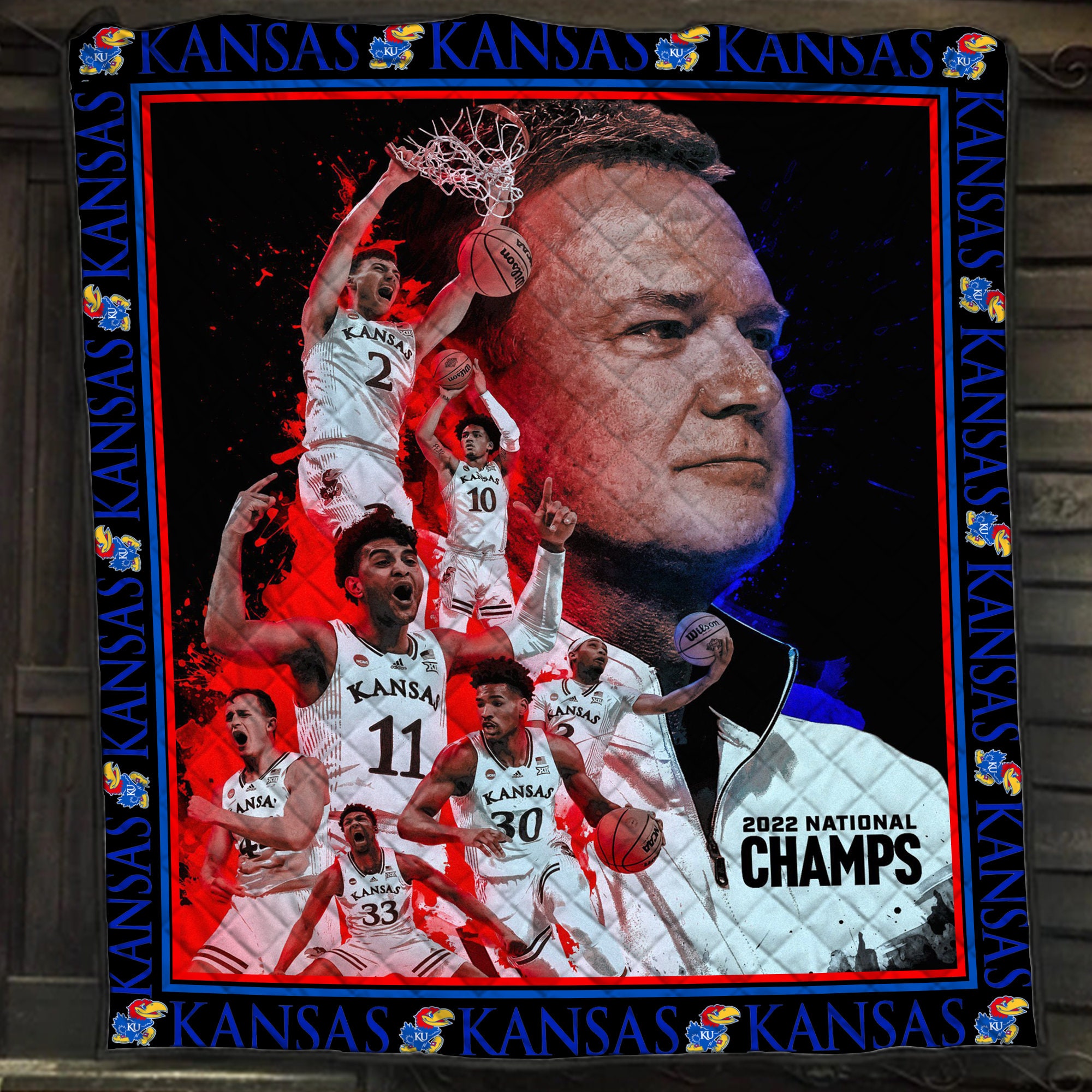 2024 Kansas University Basketball KU Champion Blanket