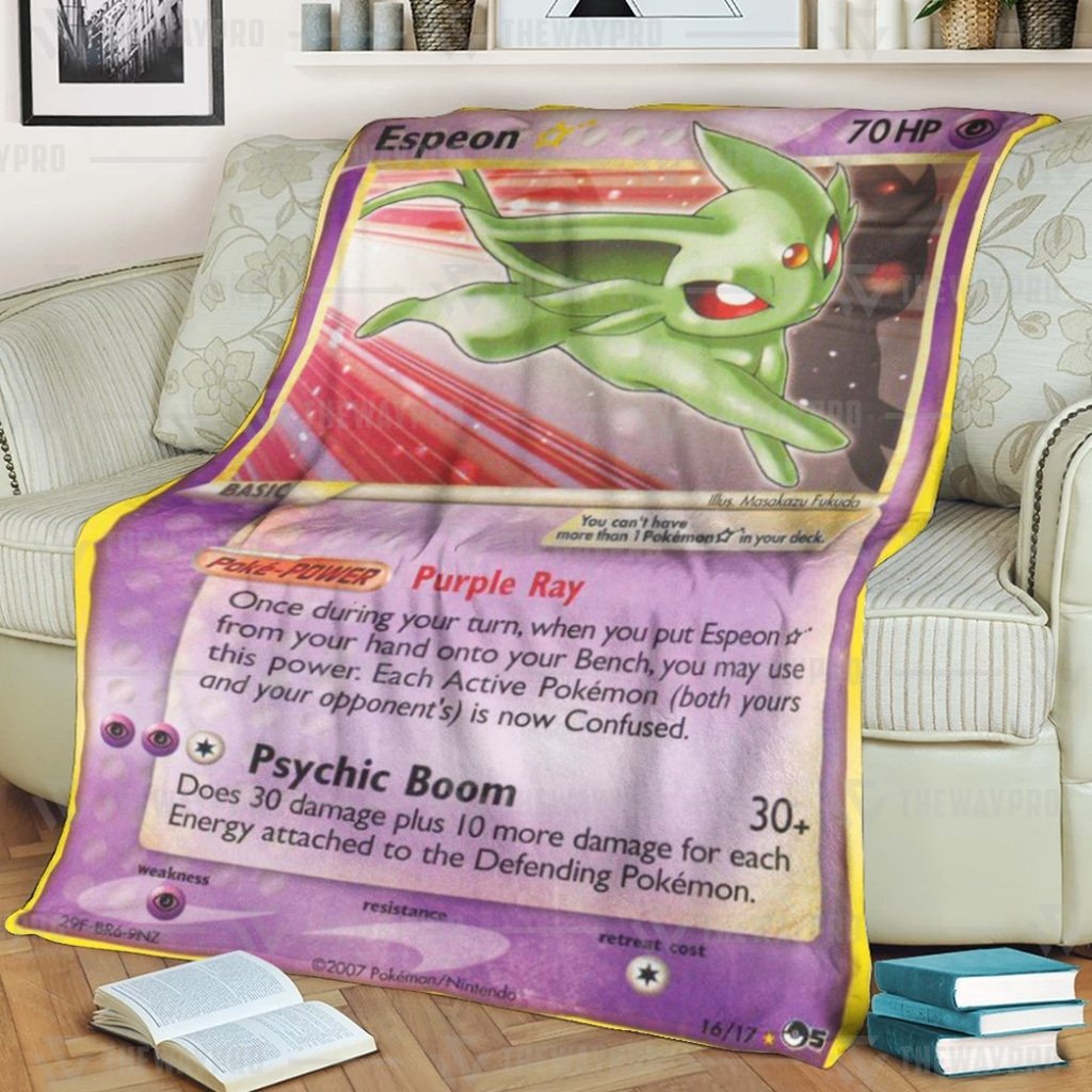 Anime PKM Gold Star Espeon Custom Soft Quit Blanket