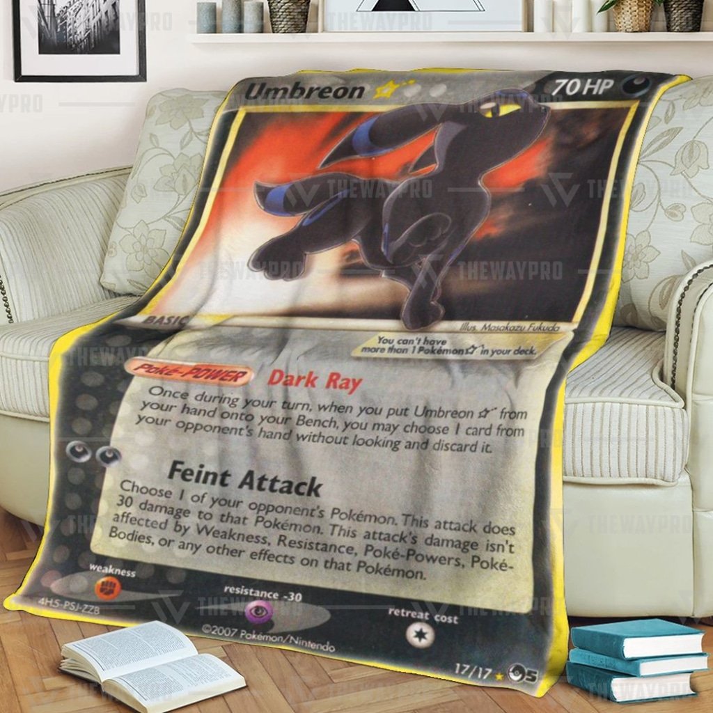 Anime Pokemon Gold Star Umbreon Quilt Blanket