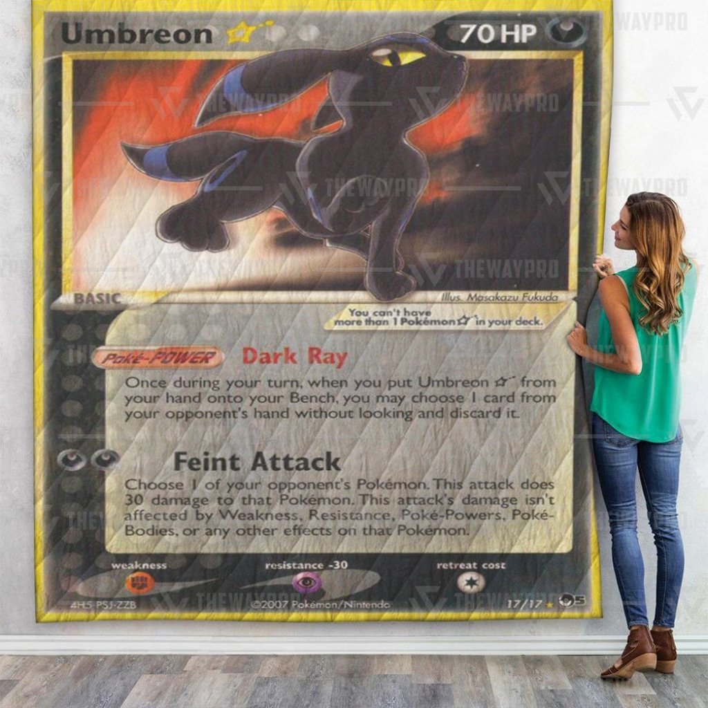 Anime Pokemon Gold Star Umbreon Quilt Blanket