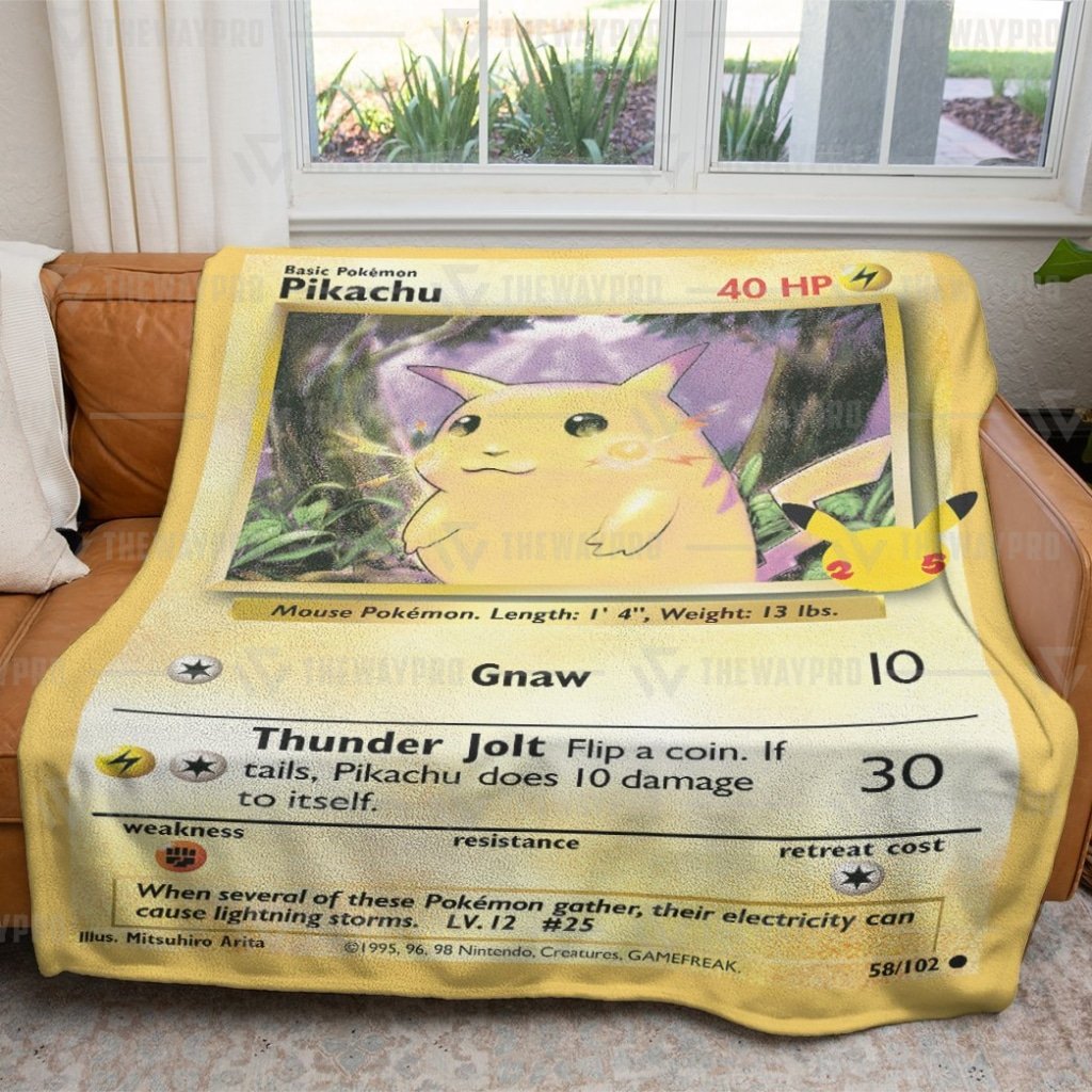 Anime Pokemon Pikachu Card Quilts Blanket