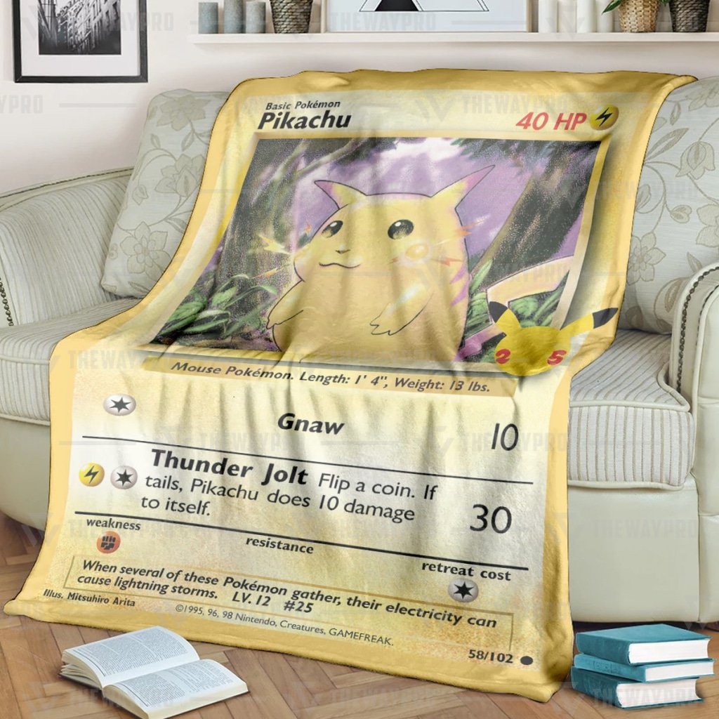 Anime Pokemon Pikachu Card Quilts Blanket