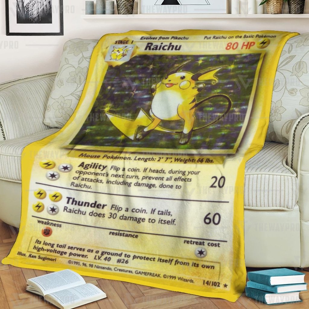 Anime Pokemon Raichu Base Set Quilts Blanket