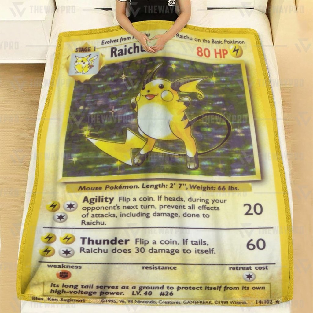 Anime Pokemon Raichu Base Set Quilts Blanket