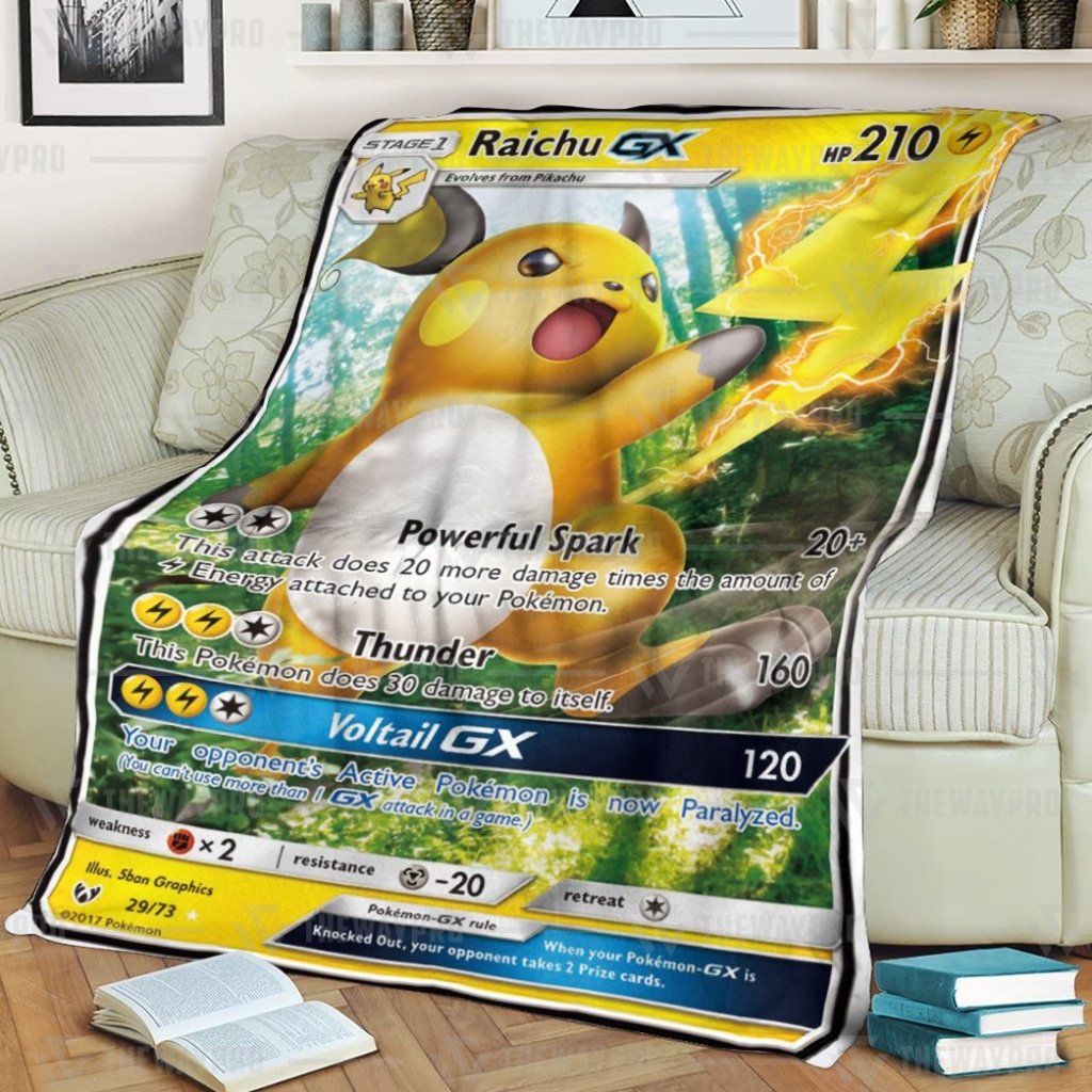 Anime Pokemon Raichu-GX Shining Legends Quilts Blanket