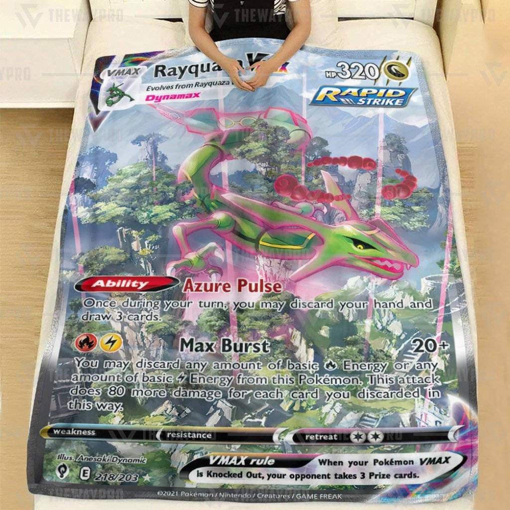 Anime Pokemon Rayquaza VMAX Blanket And Quilt