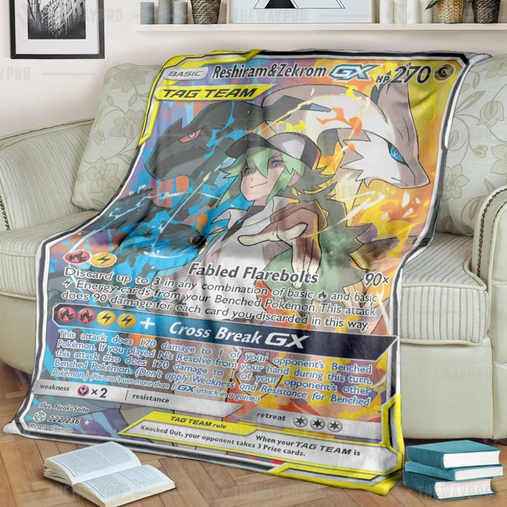 Anime Pokemon Reshiram & Zekrom GX Cosmic Eclipse Blanket And Quilt