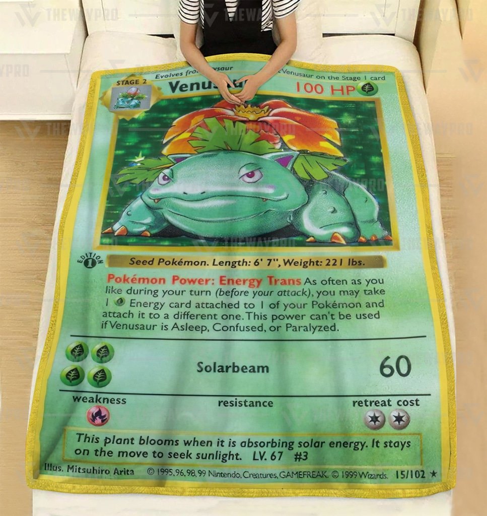 Anime Pokemon Venusaur Card Quilts Blanket