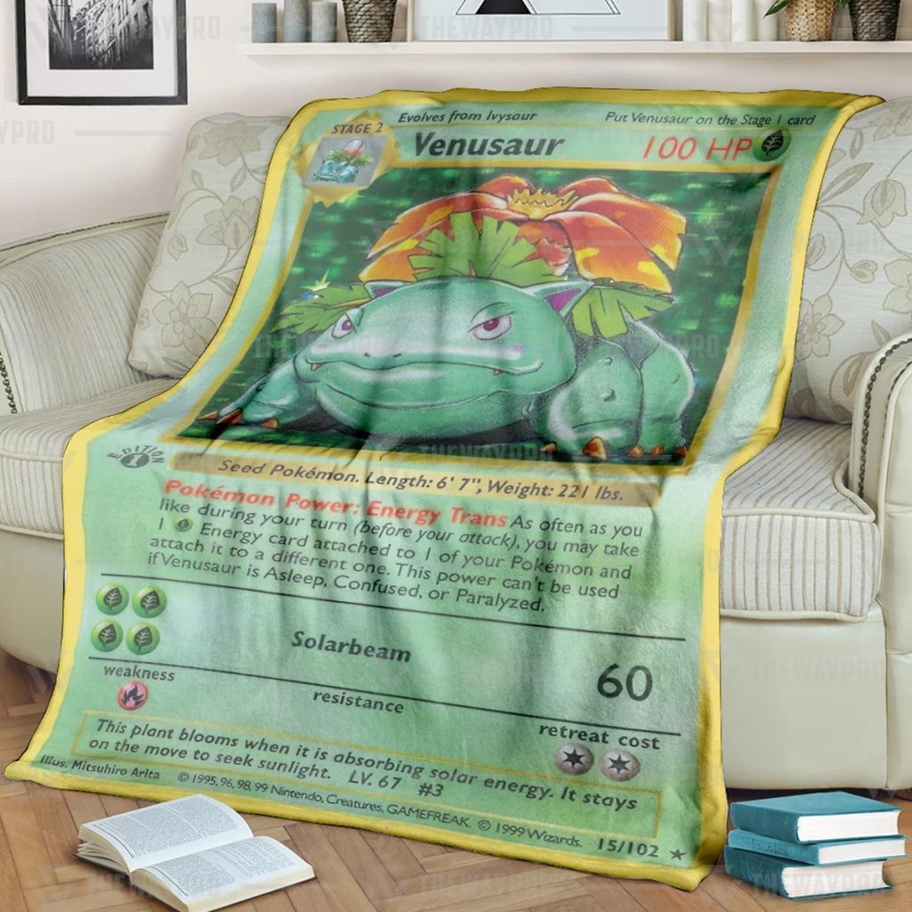 Anime Pokemon Venusaur Card Quilts Blanket