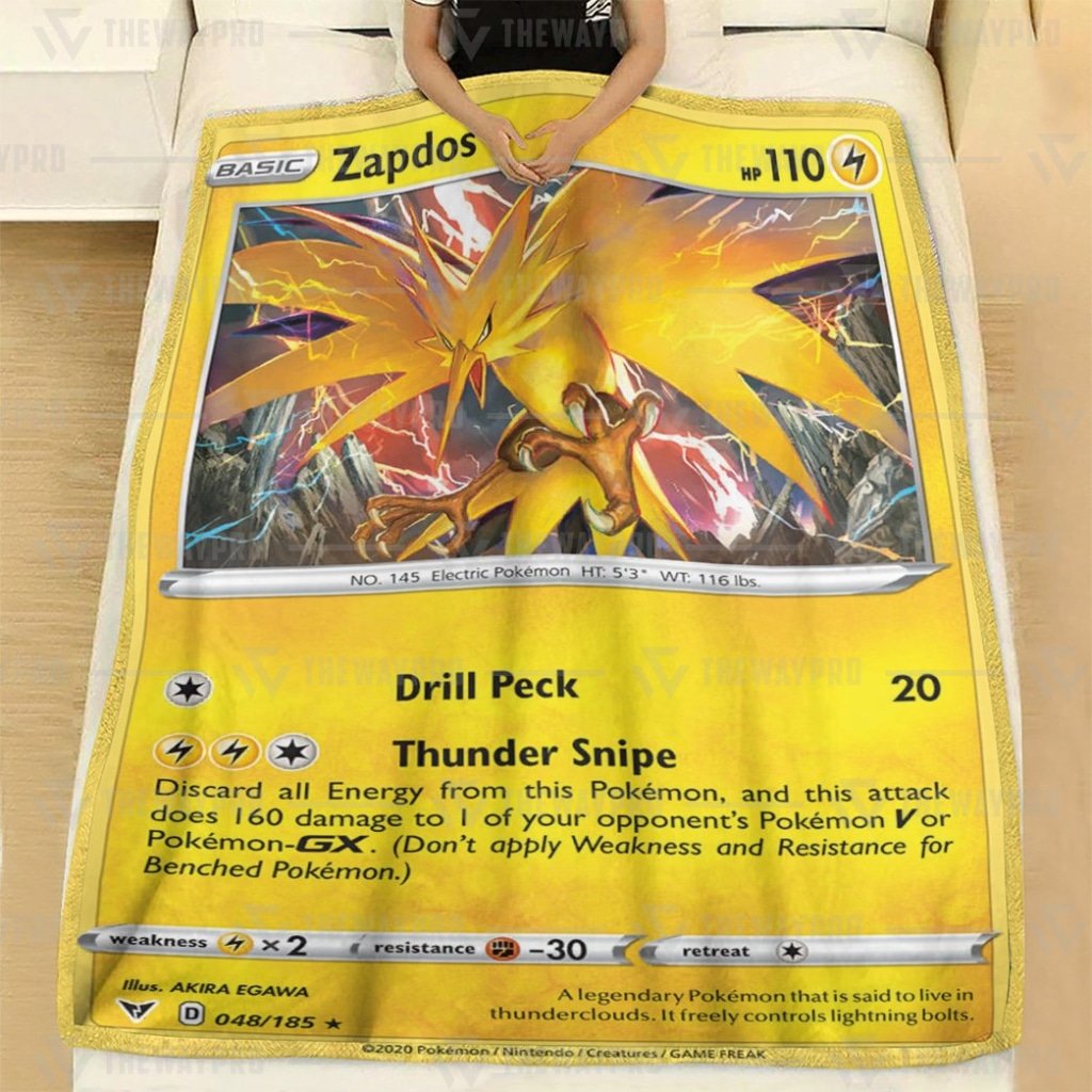 Anime Pokemon Zapdos Vivid Voltage Quilts Blanket