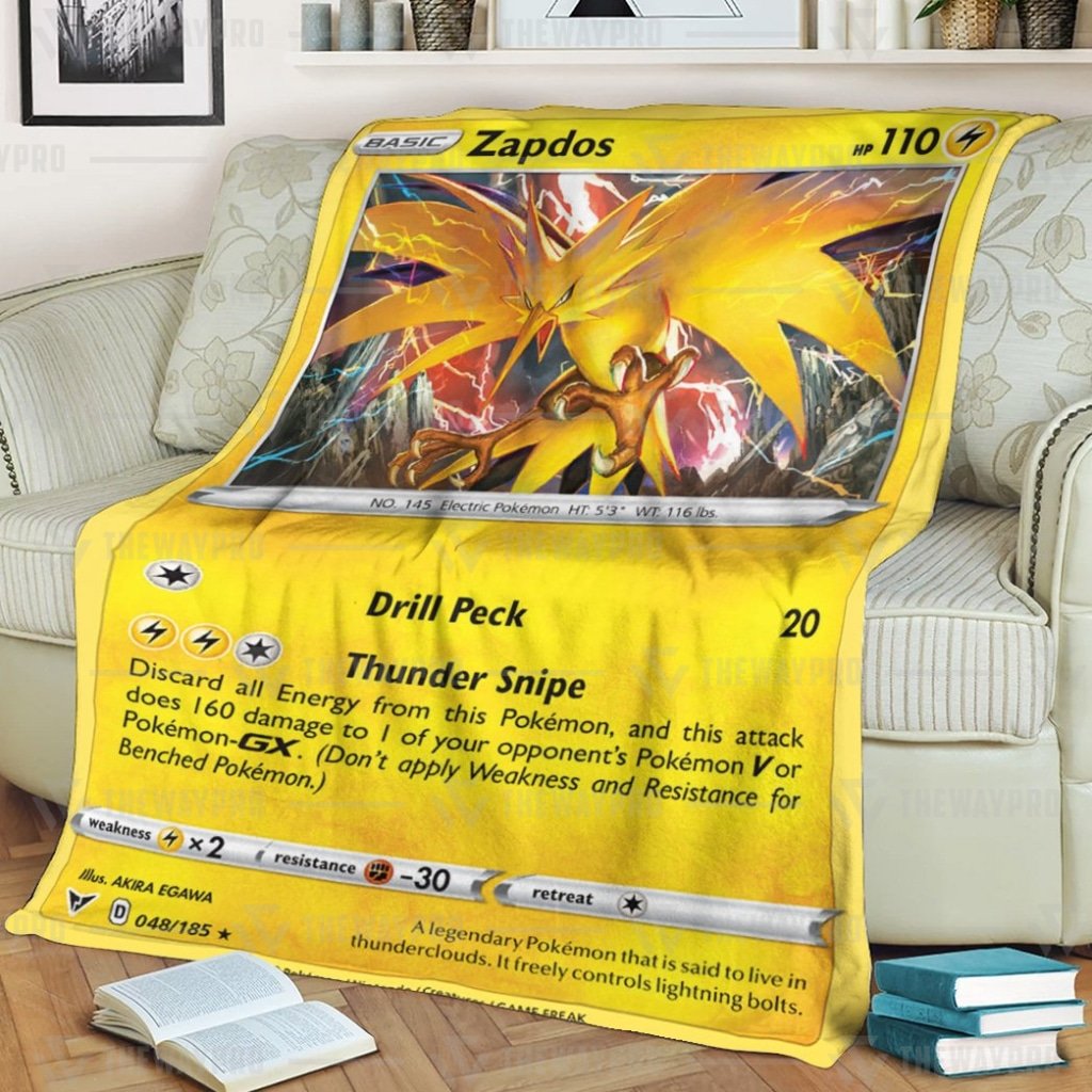 Anime Pokemon Zapdos Vivid Voltage Quilts Blanket