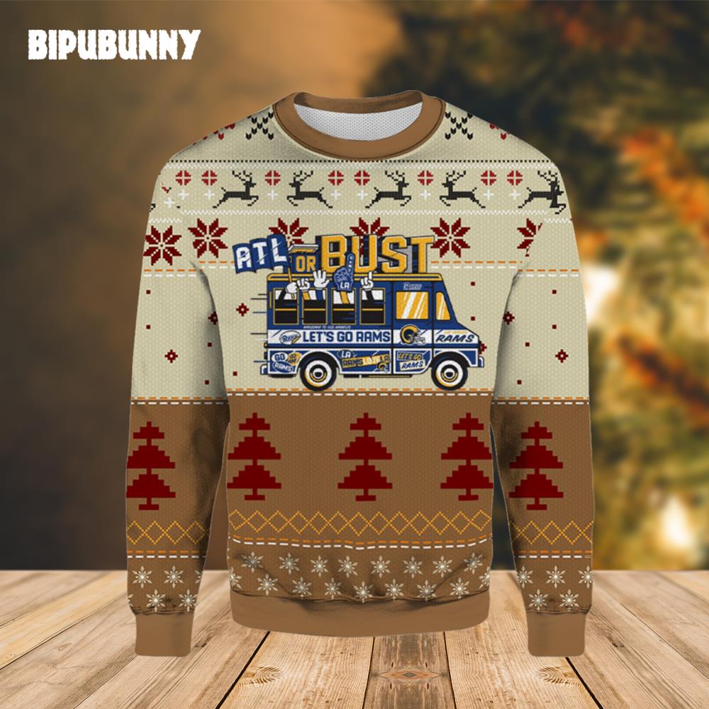 ATL or BUST Let’s Go LA Rams Ugly Christmas Sweater