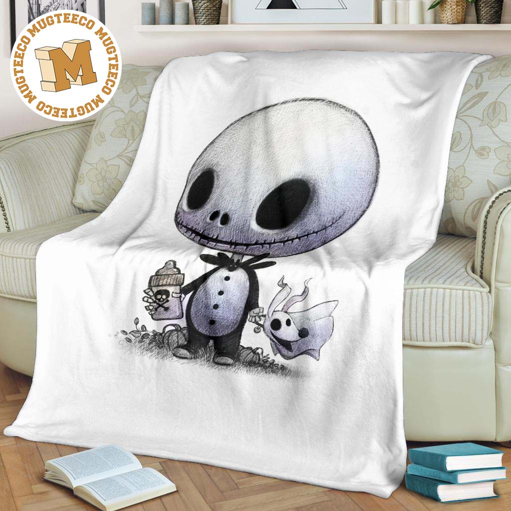 Baby Jack Skellington and Zero Fleece Blanket Nightmare Bedding Decor Gift