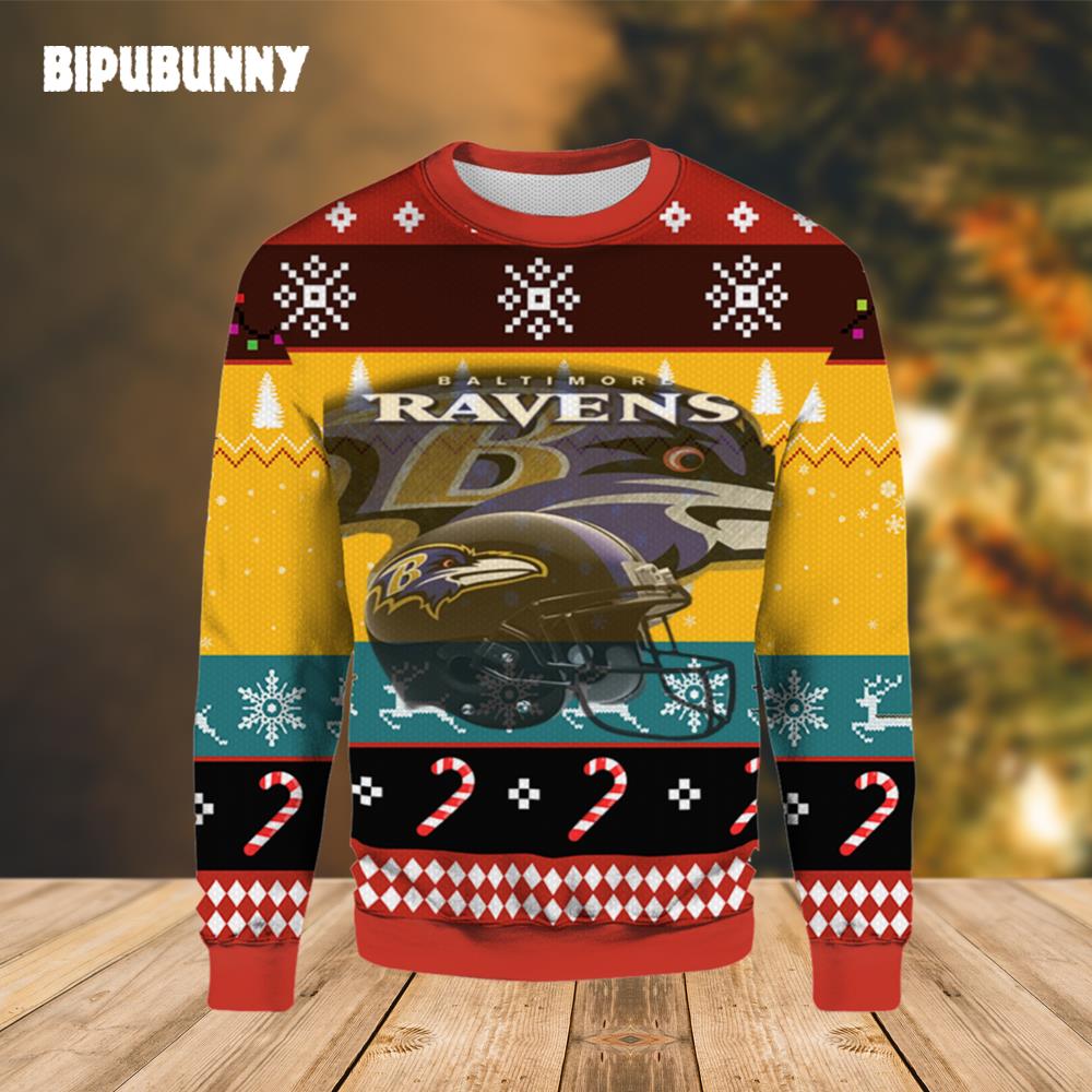 Baltimore Ravens Helmets Ugly Christmas Sweater