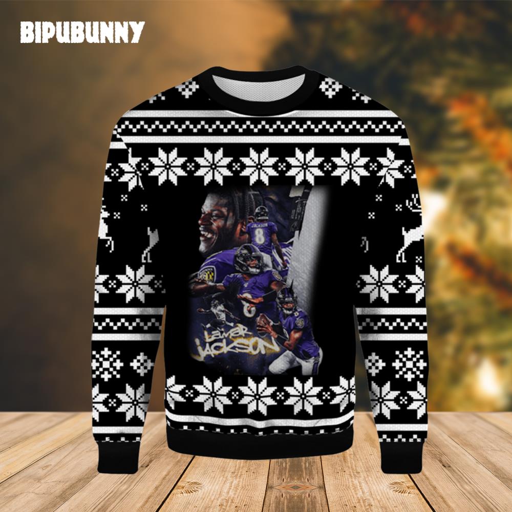 Baltimore Ravens Lamar Jackson Ugly Christmas Sweater