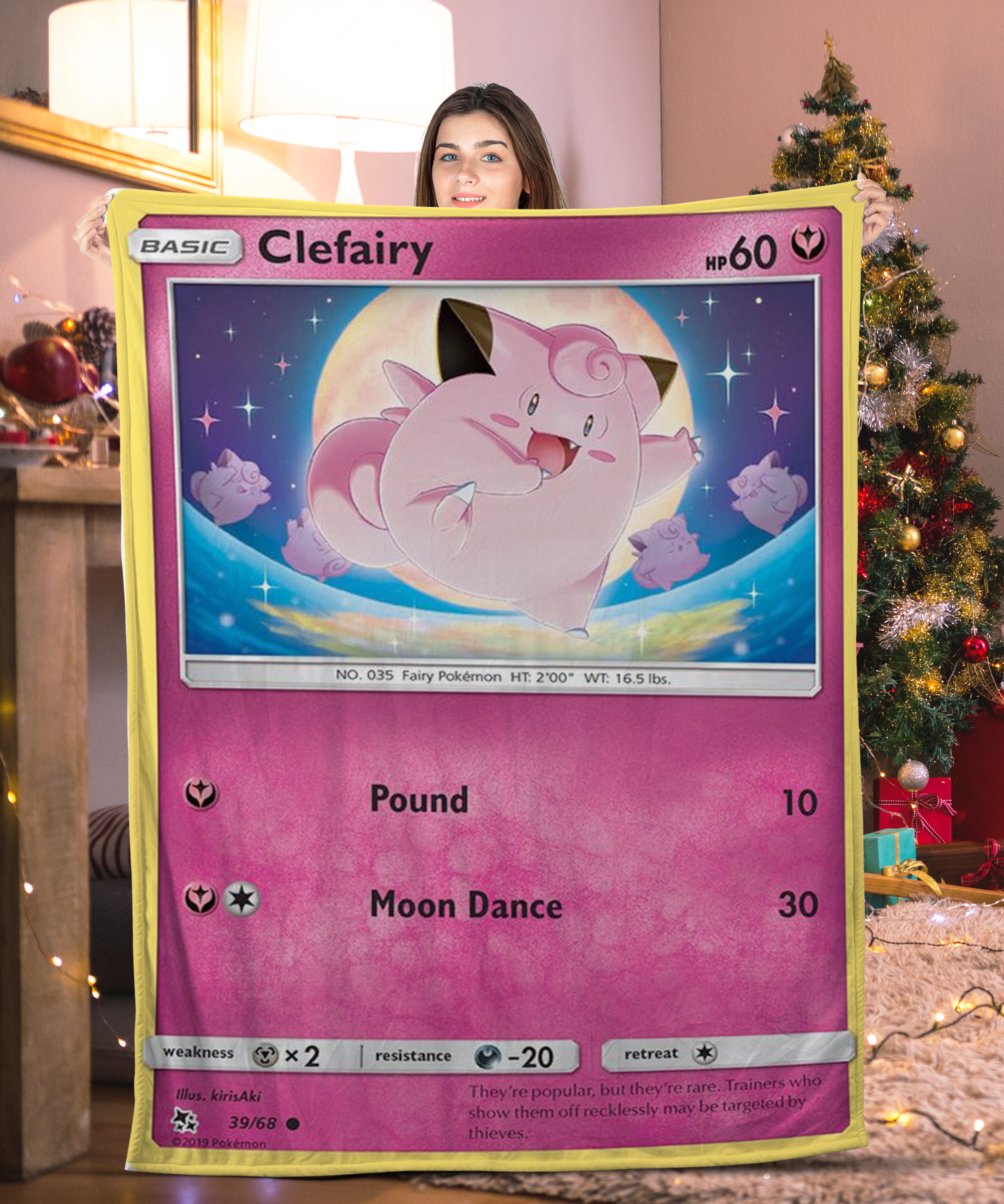 Basic Pokemon Clefairy Pokemon Card Blanket