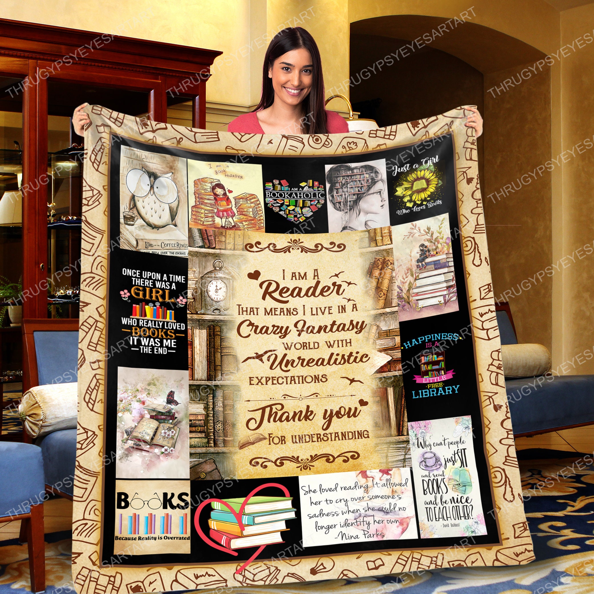 Book Lover I Am A Bookaholic Reader Blanket