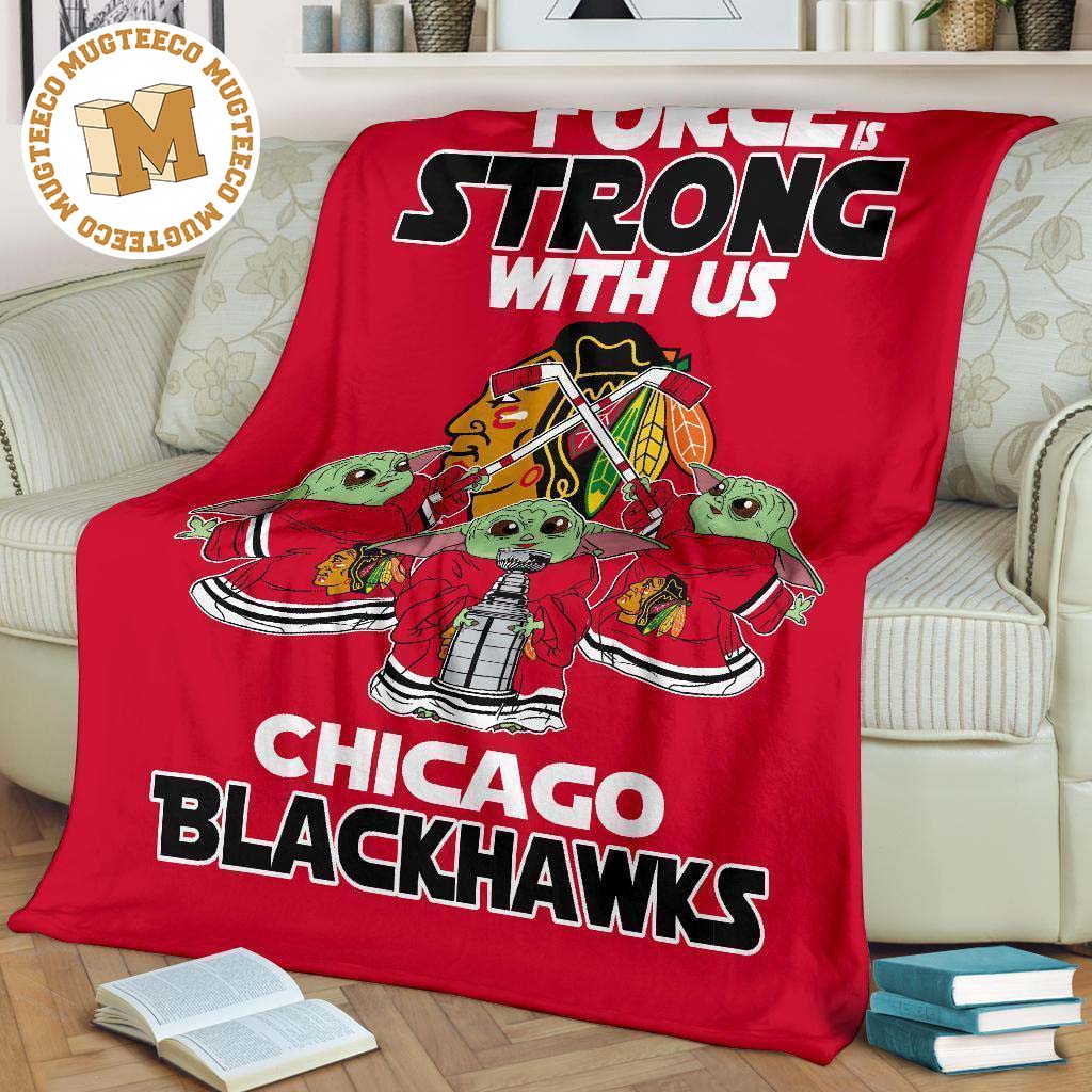 Chicago Blackhawks Baby Yoda Fleece Blanket The Force Is Strong