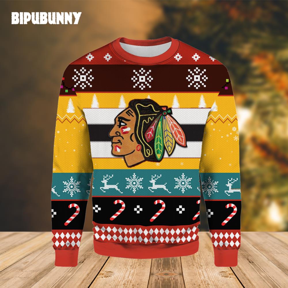 Chicago Blackhawks Logo Ugly Christmas Sweater