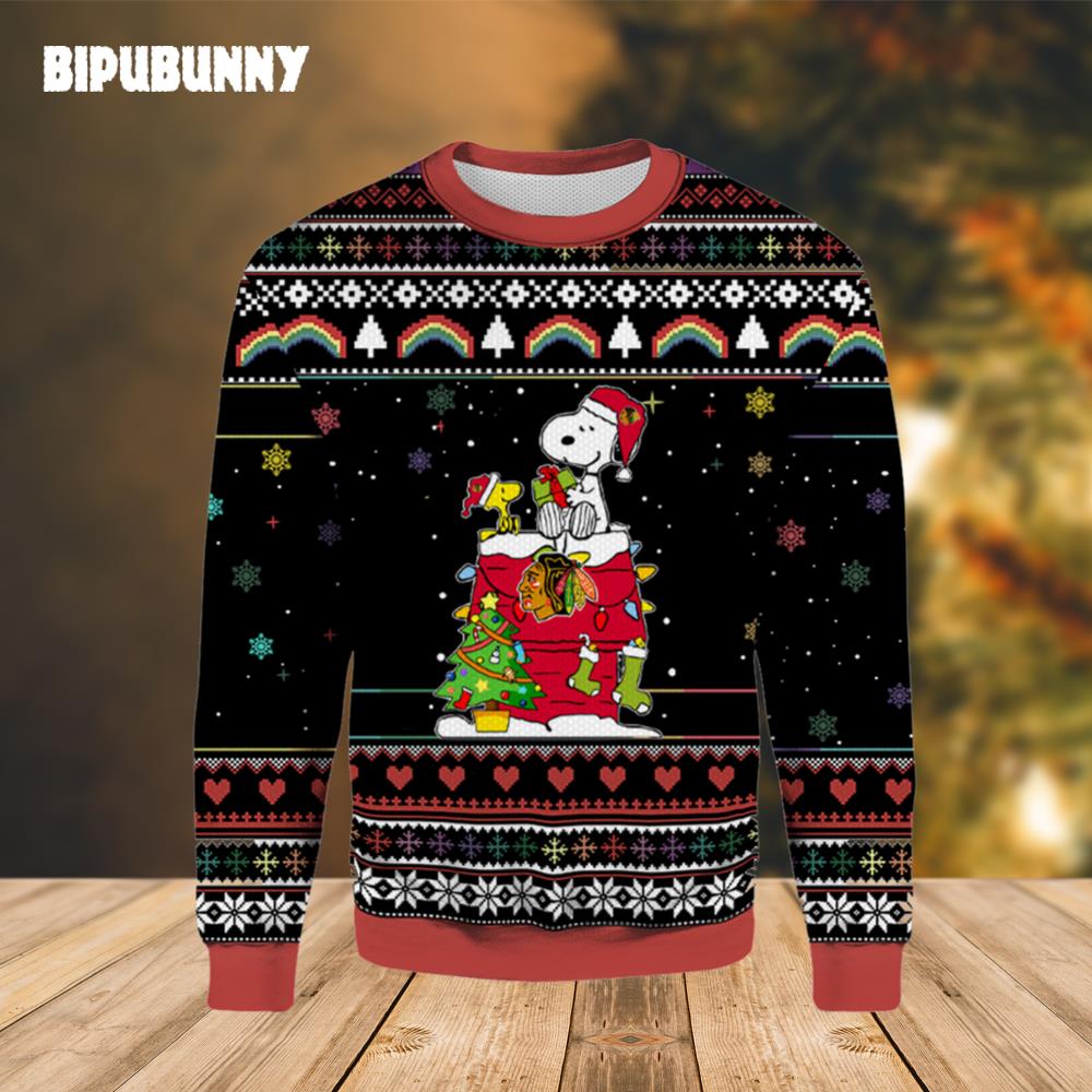 Chicago Blackhawks Snoopy Ugly Christmas Sweater