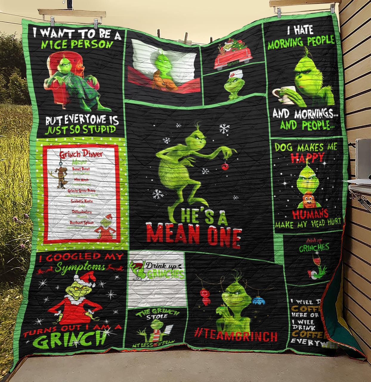 Christmas House Fleece Sherpa Grinch Blanket