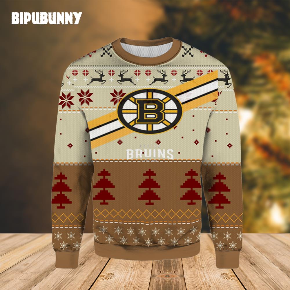 Clinched Atlantic Division Boston Bruins Ugly Christmas Sweater