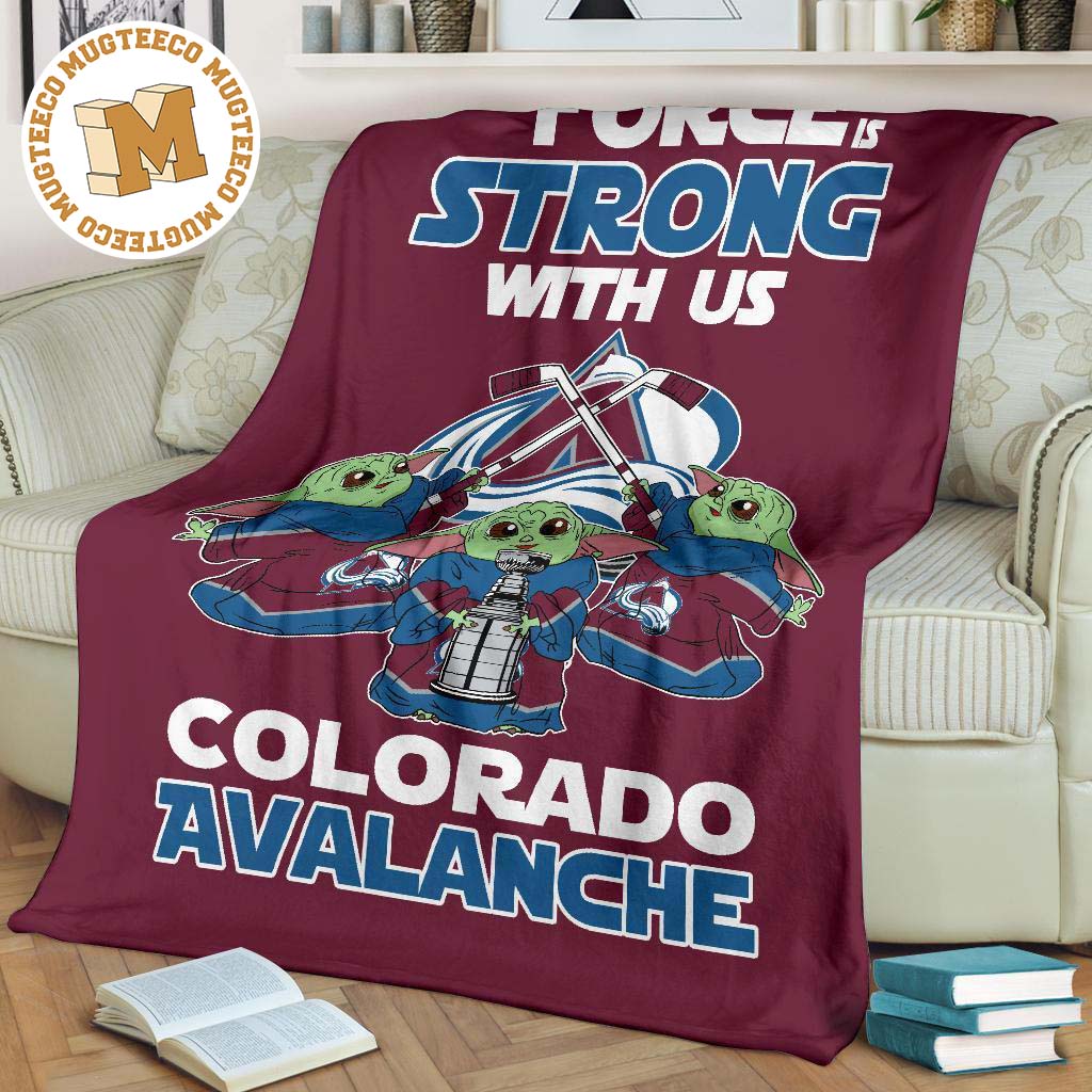 Colorado Avalanche Baby Yoda Fleece Blanket The Force Strong